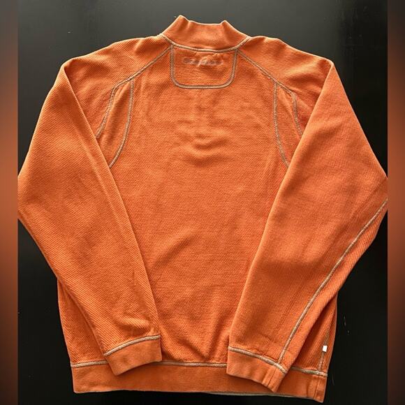 TOMMY BAHAMA Reversible Tan/Orange 1/4 Zip Cotton Pullover Sweater sz XLarge - Picture 15 of 15